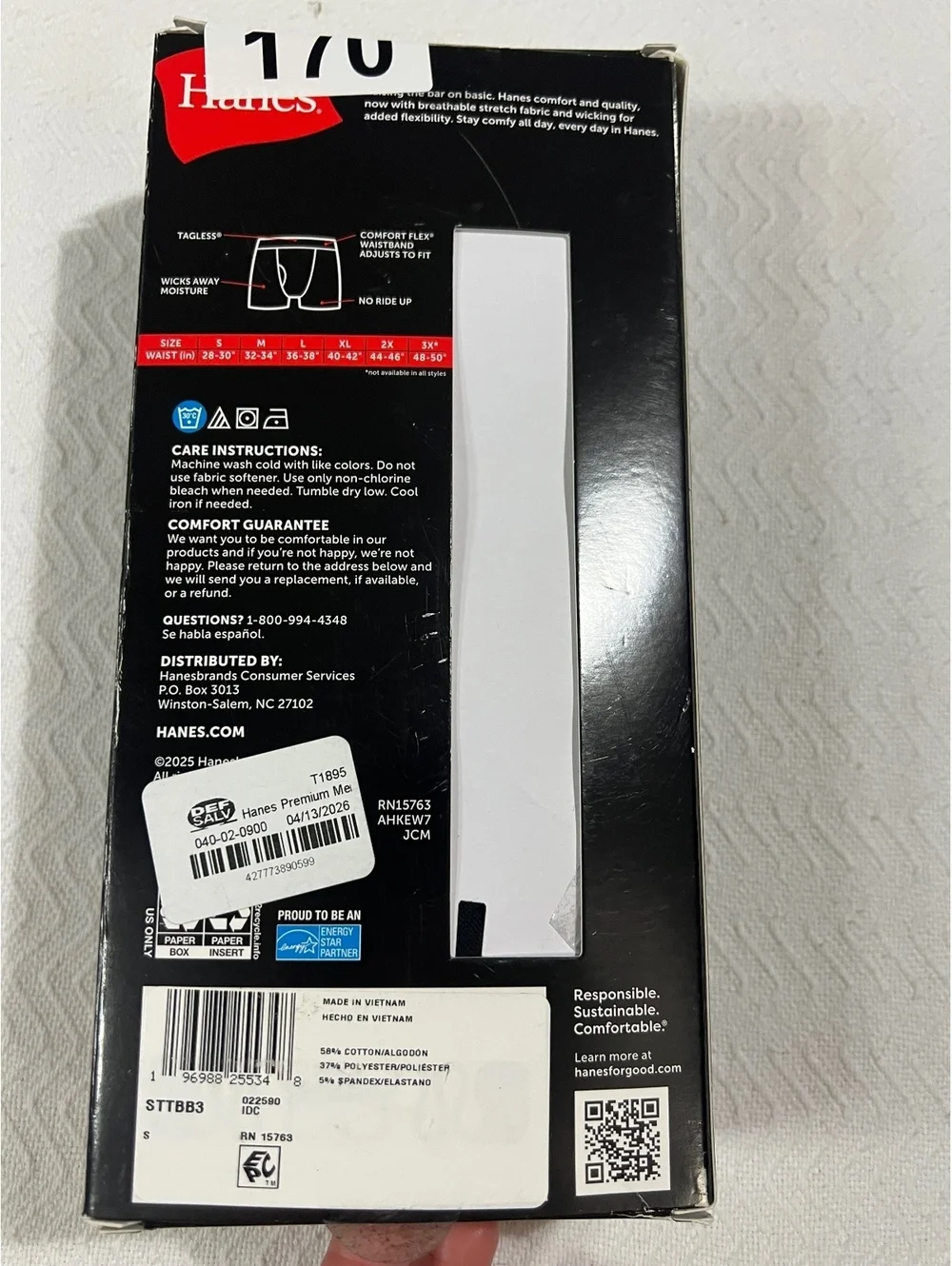 Hanes Men's Cotton Stretch Tagless Boxer Briefs, 3-Pack, Size Small